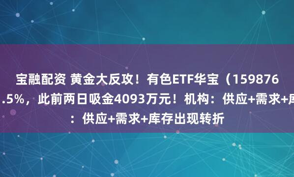 宝融配资 黄金大反攻！有色ETF华宝（159876）最高上探1.5%，此前两日吸金4093万元！机构：供应+需求+库存出现转折