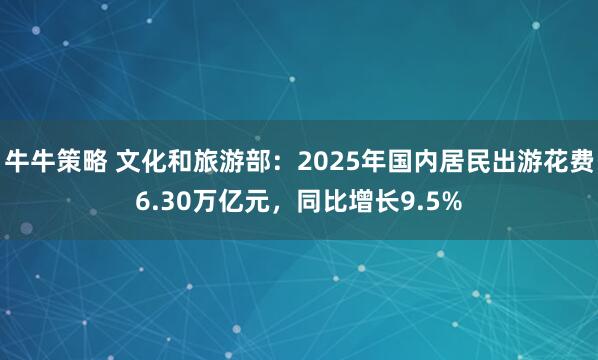 牛牛策略 文化和旅游部：2025年国内居民出游花费6.30万亿元，同比增长9.5%